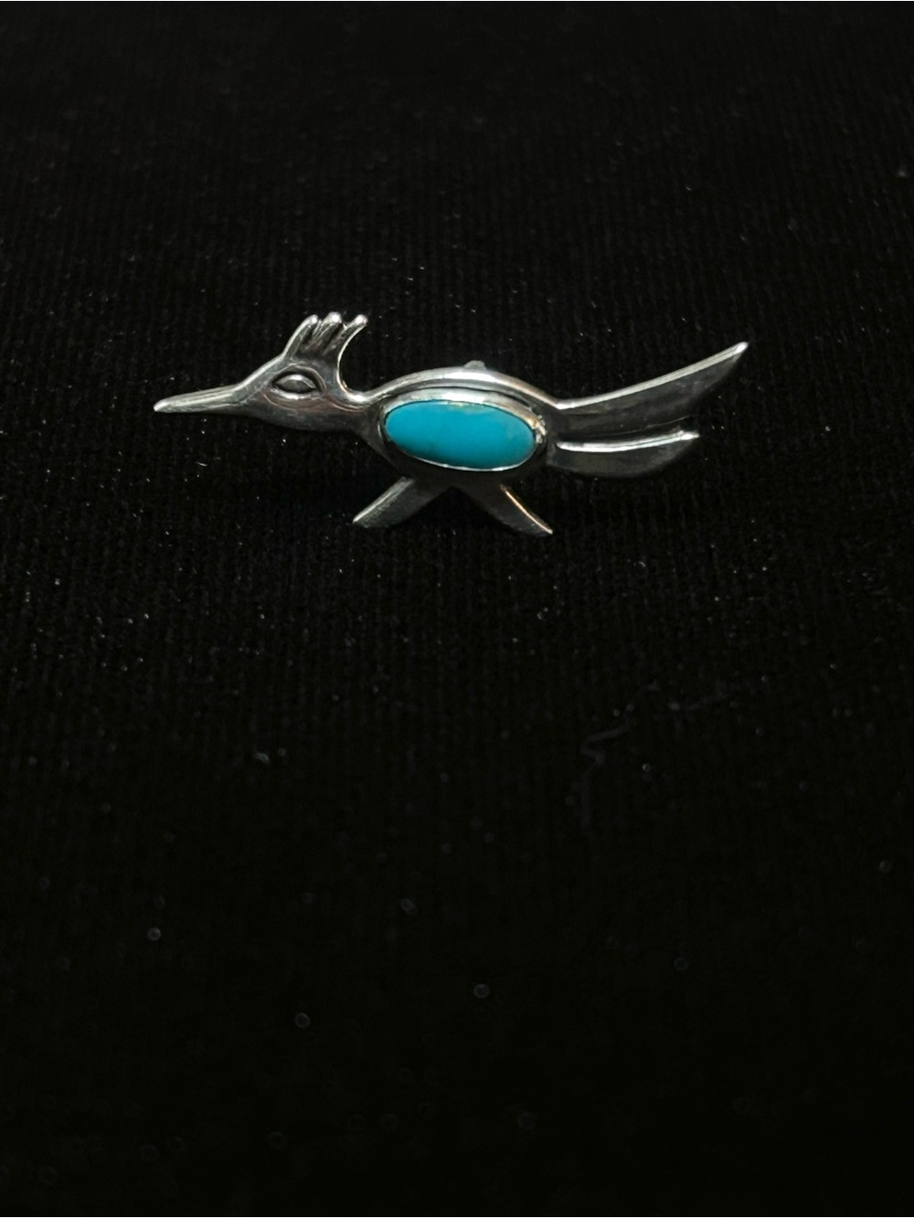 Sterling Silver Bird Pin with Turquoise Accent - Teal Blue